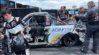 Jake Garcia visits Pocono Junkyard - Garage. After Big Crash NASCAR Craftsman Truck Series Race 2023