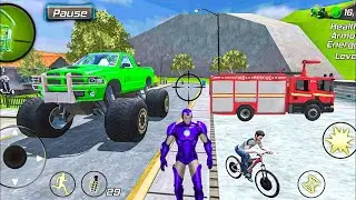 Iron Rope Hero Gangster Crime Vegas City Monster Truck Driving - Android Gameplay