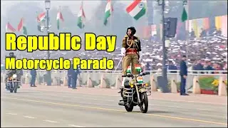 REPUBLIC DAY MOTORCYCLE STUNT PARADE BY FEMALE PARA-MILITARY RIDERS