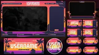Tropical Sunset Stream Overlay Template | PSD Download