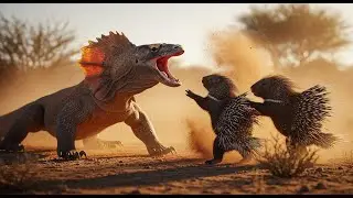 Komodo Dragon vs Porcupines! Unexpected Desert Showdown | Cinematic Wildlife Battle 8K