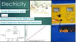 graph between V and I | experiment to verify ohm's law| good conductors, resistors and insulators