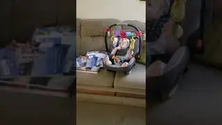 Sister dances when brother runs by! So cute!