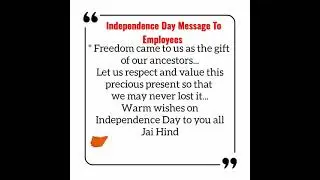 Independence Day Message To Employees | Wishes ,Quotes #shorts  #youtubeshorts #15thaugust