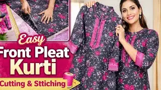 Front Pleated Kurti Cutting & Stitching  | Summer Collar Kurti Design with Patch Work#girlsactivists