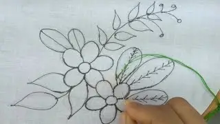 Easy Flower & Leaf Hand Embroidery