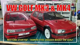 [TAMIYA FF01] TWO VW GOLF IN VINTAGE FF01 CHASSIS, RESTORE PROJECT STARTED