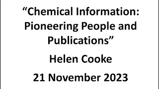 Helen Cooke: Chemical Information Pioneering People and Publications