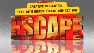 Creative Reflection: Text with mirror effect and red sun