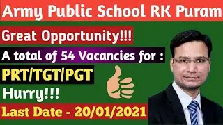 APS Vacancy 2020 | Army Public School Teacher Recruitment | APS Secunderabad (APS RK Puram)