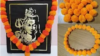 Woolen pom pom marigold garland