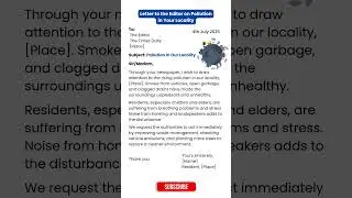 Write a Letter to the Editor on Pollution in Your Locality ✍️| Letter to the editor on pollution
