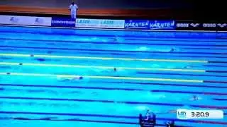 Berlin 2014 swimming final 4x200m freestyle - women ubelivable finish Federica Pellegrini