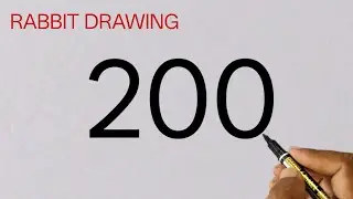 How to draw Rabbit from 200 number | Rabbit drawing step by step | Rabbit drawing tutorial