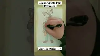 Designing Cats From Reference - Siamese Watercolor #cats #drawing #watercolor