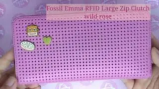 Fossil Emma Large Zip Clutch Wild Rose