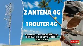 2 ANTENA 4G KE 1 ROUTER 4G  II  YAGI GRID VERTIKAL COMBO MERCUSYS MB110