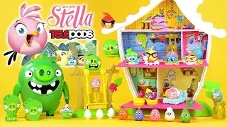 Angry Birds Stella Telepods Tree House Playset w/ Luca & Poppy vs Piggies plus Gale Dahlia & Willow