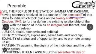 Constitution of J&K (brief idea) Part 1 contd..