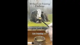 1 Minute Oil Painting Demonstration of a Cow - #7 - Quiet Wean #shorts