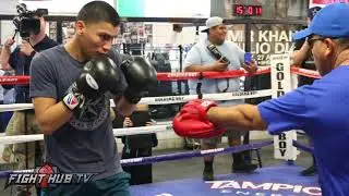 KO Artist Vergil Ortiz 8-0 8 KO's hits the mitts & kills heavy bag