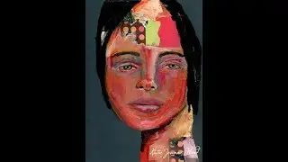Remember the Kiss - Acrylic mixed media collage portrait painting demo by Katie Jeanne Wood
