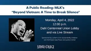 A Public Reading: MLK&rsquo;s &ldquo;A Time to Break Silence&rdquo;