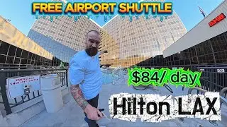 🌅 Hilton LAX King Room 14th Floor | Airport Runway View ✈️ Gym Tour + Outdoor Pool & Hot Tub 🏊&zwj;♂️