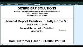 Journal Report Creation Using Custom Report TDL in Tally Prime 3.0