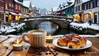 Cozy Winter Coffee ☕❄️ Snowfall Caf&eacute; Ambience | Relaxing Christmas Jazz Music