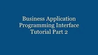 Business Application Programming Interface tutorials Part 2