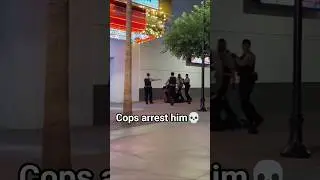 Fremont Street security with an impressive tackle🤯😱💀#lasvegas #usa #travel #police #viral #shorts