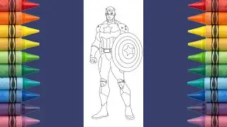 How to Colour Captain America Holding Shield for Defense | Coloring  Markers |  HAPPY COLORING WORLD