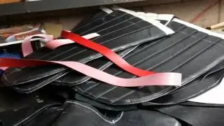 Al Black leather Austin Healey Seats with red pipe