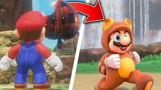 What happens when Mario uses the Tanooki Super Leaf in Super Mario Odyssey?