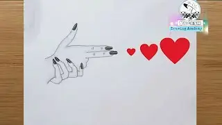 how to draw hands with love fire easy drawing | love ❤ drawing step #creativeart #satisfying