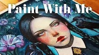How I Paint Wednesday Addams | Tim Burton Inspired Watercolor Tutorial (Silent Session)