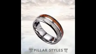 Tungsten Meteorite Ring with Rare Koa Wood