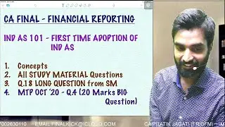 Ind As 101 | ca final | first time adoption of ind as | ind as 101 quick revision |
