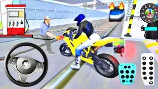 Yellow Brand New Bike Vs Bullet Train  Road - 3d Driving Class android game play || Car Game #gaming