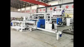 Automatic core loading system with high sppe three layer stretch film machine ; cast film extruder