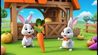 Two Little Bunnies in Carrot Village Adventure | Funny and Fun Kids Nursery Rhyme Animation