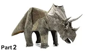 ORIGAMI TRICERATOPS TUTORIAL (Fumiaki Kawahata) PART 2 折り紙 トリケラトプス  DINOSAUR JURASSIC WORLD