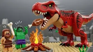 The LEGO Caveman Trap: How Hulk Outsmarted the Red T-Rex! #lego