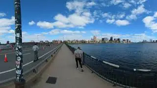 [5K] 360&deg; VR Boston Travel - Walking Across Charles River Through Harvard Bridge | Virtual Reality