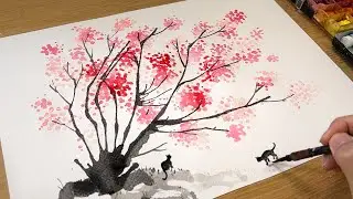 Cotton swabs painting technique - Basic easy painting step by step