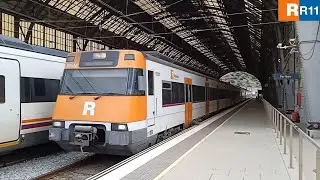 Renfe 447 Rodalies sortint de Portbou amb destinaci&oacute; R11 Barcelona-Sants i amb pitada