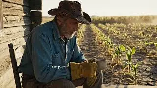 The old farmer tried to save his withered cornfield. 