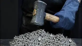 Canister Damascus Knife Forged from Bolts