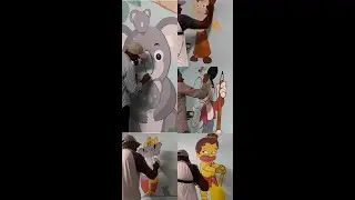 5 design Kids School / Cartoon Wall Painting #youtubeshorts